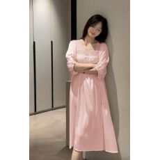 批发冰雪丝新款高级感睡衣女<b class='q'>夏</b>季性感蕾丝镂空短袖睡裙家居服
