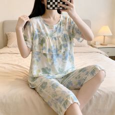 批发2026年新款夏季优质仿棉甜美<b class='q'>短</b>袖<b class='q'>短</b>裤睡衣女套装外穿家居服