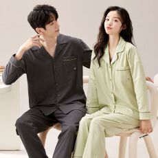 春秋季女睡衣长袖纯棉家居服情侣全棉春季睡衣开衫秋季套装薄款