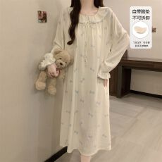 批发<b class='q'>秋</b>季新款花边领印花睡裙带胸垫M-XXL