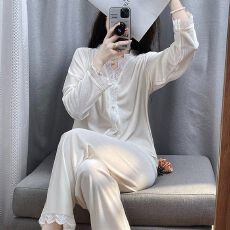 批发<b class='q'>金丝</b>绒睡衣<b class='q'>女</b>款春秋冬季长袖长裤V领开衫大码家居服套装
