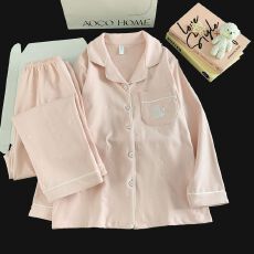 批发实拍德绒秋冬新款翻领睡衣女士家居服套装保暖双面德绒爱心小猫