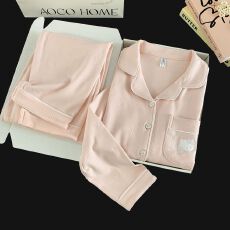 批发德绒秋冬新款翻领睡衣女士家居服套装保暖德绒