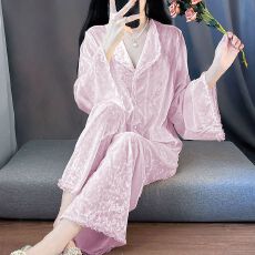 批发实拍图-睡衣女秋冬季新款钻石绒套装休闲大码金丝绒家居服可外穿