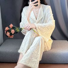 批发实拍图-睡衣女秋冬季新款钻石绒套装休闲大码金丝绒家居服可外穿