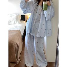 批发新款云朵棉<b class='q'>睡衣</b><b class='q'>女</b>春秋季宽松翻领长袖长裤波点家居服