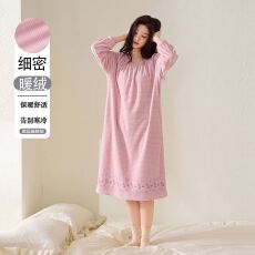 批发德绒睡裙女秋<b class='q'>冬</b>宽松卡通女士中长裙可外穿家居服