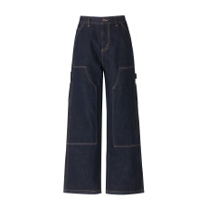 美式复古垂感拖地工装秋冬新款男女同款宽松舒适美式复古牛仔阔腿