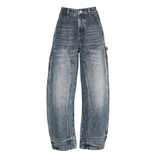 美式复古弯刀裤牛仔长裤男女同款秋冬新款宽松垂感舒适拖地百搭