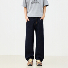 批发美式复古垂感宽松直筒<b class='q'>春</b>夏牛仔长裤男女同款新款舒适拖地慵懒基础