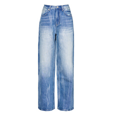 批发美式复古爆裂纹春<b class='q'>夏</b>蓝色牛仔裤男新款百搭直筒裤宽松长裤男女同款