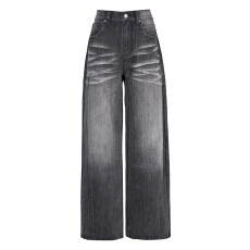 批发美式复古水洗猫须<b class='q'>牛仔裤</b>春夏新款宽松直筒拖地阔腿裤子男<b class='q'>女</b>同款