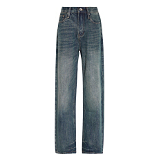 批发美式复古宽松阔腿牛仔长裤春<b class='q'>夏</b>男女同款日常垂感慵懒休闲拖地