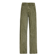 美式复古春夏男女同款慵懒褶皱垂感舒适宽松百搭新款牛仔长裤慵懒