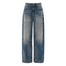 批发美式复古蓝休闲日常牛仔长裤新款秋冬男女同款舒适休闲百搭拖地