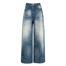 美式复古高街牛仔裤宽松直筒拖地潮流休闲新款秋冬男女同款牛仔裤