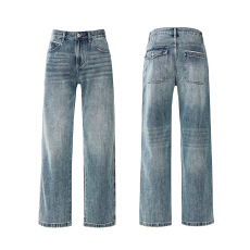 美式复古宽松休闲牛仔裤舒适百搭直筒裤垂感拖地春夏新款男女同款