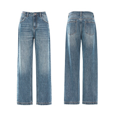 美式复古休闲百搭宽松牛仔裤舒适直筒垂感拖地裤春夏新款男女同款