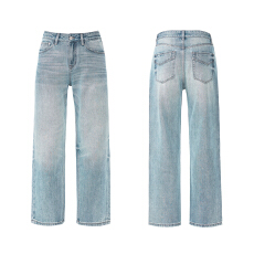 批发美式复古垂感显瘦舒适春夏<b class='q'>新款</b>百搭慵懒风男女同款做旧拖地水洗