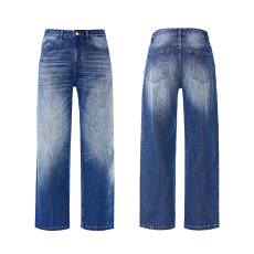 批发春夏<b class='q'>新款</b>美式复古褶皱显瘦百搭舒适垂感水洗做旧拖地男女同款长裤