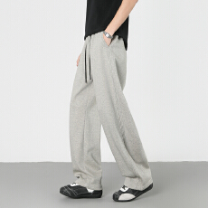 批发美式复古新款春夏男女同款美式宽松舒适垂感慵懒风<b class='q'>松紧</b>抽绳休闲裤