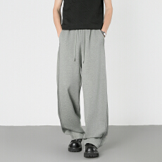 批发美式复古春夏新款男女同款百搭宽松舒适垂感<b class='q'>松紧</b>抽绳休闲裤慵懒风