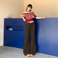 批发美式复古喇叭牛仔长裤拖地垂感慵懒修身辣妹显瘦百搭日常舒适