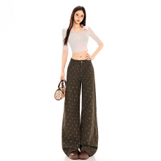 批发26ss | 2026<b class='q'>碎花</b>牛仔长<b class='q'>裤</b>新款美式复古阔腿拖地休闲慵懒春夏舒适