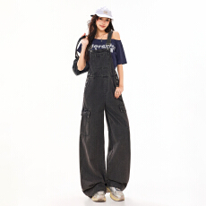 批发26ss | 2026美式复古牛仔背带裤慵懒新款宽松春<b class='q'>夏</b>拖地阔腿连体裤