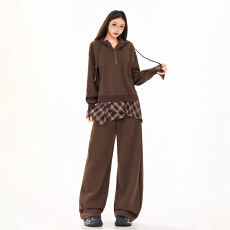 批发26ss | 2026新款美式复古长袖宽松运动半裙裤连帽套装垂感慵懒