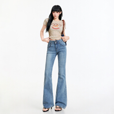 26ss | 2026美式复古千禧辣妹喇叭裤纹理水洗慵懒百搭拖地微喇裤