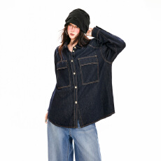 批发牛仔外套女宽松<b class='q'>长袖</b>做旧原牛莱赛尔
