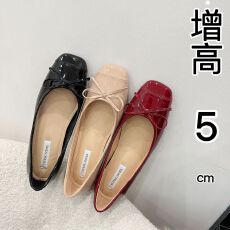 批发内增高5cm蝴蝶结方头平底芭蕾女鞋外穿<b class='q'>甜美</b>百搭不累脚浅口单鞋
