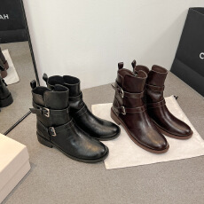 批发法式复古英伦风粗跟尖头骑士靴女2025新款增高百搭<b class='q'>显瘦</b>机车靴子女