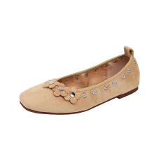 批发一脚蹬纽扣花朵浅口单鞋女2025<b class='q'>夏</b>季新款乐福鞋棕色小皮鞋女