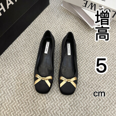 批发内增高小个子蝴蝶结扣晚晚鞋2025新款<b class='q'>韩版</b>百搭气质绸缎平底单鞋女