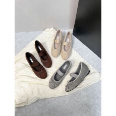 批发小个子芭蕾风蝴蝶结毛毛鞋女2025新款增高5CM松紧带加绒保暖单鞋