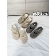 批发加绒保暖厚底毛毛鞋女2025<b class='q'>冬</b>新款增高5CM休闲懒人一脚蹬包头半拖