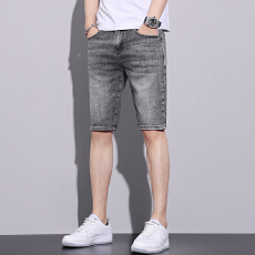 批发弹力牛仔中裤男五分短裤夏季薄款直筒马裤青年男士牛仔五分裤子