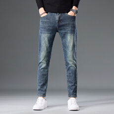 批发2025秋季九分牛仔裤韩版修身小脚弹力百搭高品质男士牛仔裤