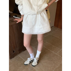 批发十三行女装春韩系芭蕾少女松紧腰花边白色半身裙a字短裙