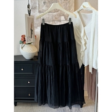 批发超轻盈感珠光柔纱裙~A字拼接蓬蓬蛋糕裙法式温柔气质百搭中长半裙