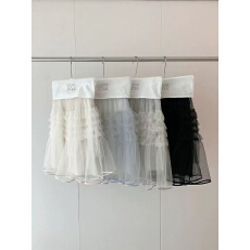 批发2026春季杏色网纱蛋糕裙女高腰A字半身裙显瘦蓬蓬裙通勤甜美风