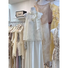 批发2026夏新款<b class='q'>韩版</b>百搭气质系带刺绣无袖衬衫女千金风轻奢高级感上衣