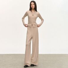 批发设计感<b class='q'>修身</b>内搭针织衫外套上衣女直筒长<b class='q'>裤</b>子两件套<b class='q'>装</b>秋季