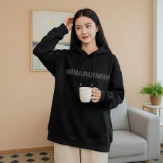 批发黑色情侣装潮牌连帽卫衣女2025年秋冬季新款时尚大码宽松纯棉外套