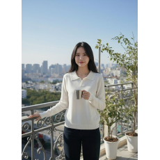 批发极简风休闲半开翻领针织衫女2025秋冬款显瘦百搭<b class='q'>打底</b>羊毛衫<b class='q'>上衣</b>