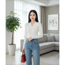 批发秋冬季V领羊毛内搭针织衫女修身百搭<b class='q'>时尚</b>气质软糯打底衫长袖毛衣