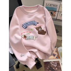 批发小众设计感<b class='q'>刺绣</b>加绒加厚卫衣女2025秋冬季爆款宽松韩系慵懒风<b class='q'>上衣</b>