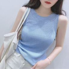 批发春<b class='q'>夏</b>新款韩版简约潮流韩国东大门气质百搭曲珠针织背心女打底上衣